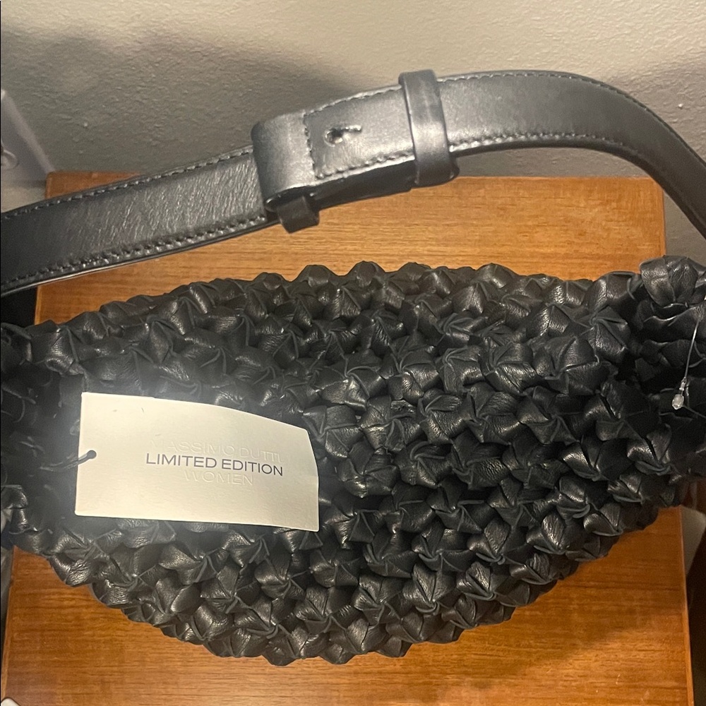 Massimo Dutti New Limited Edition Black Braided Leather Bag Beautifully Made